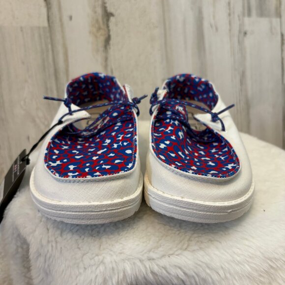 NWT Hey Dude Women's Size 6 Wendy Americana Flat Slip On Shoes BILLS COLORS! - Picture 4 of 9